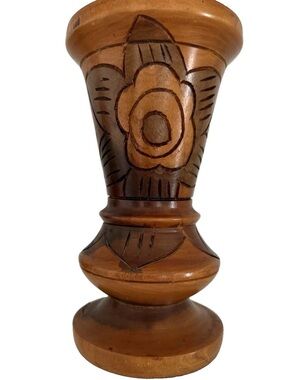 VTG Hand Turned Hand Carved Hawaiian Mortar/Vase 9.5”x5.0”